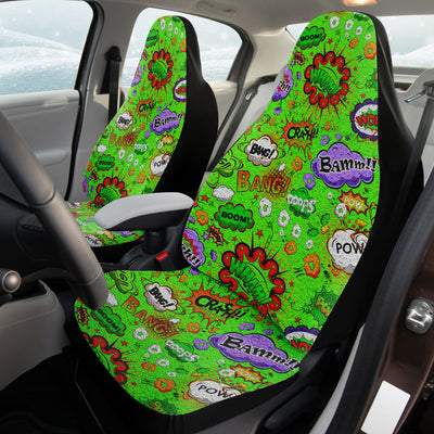 Gray Comic Book Vintage Green | Car Seat Covers