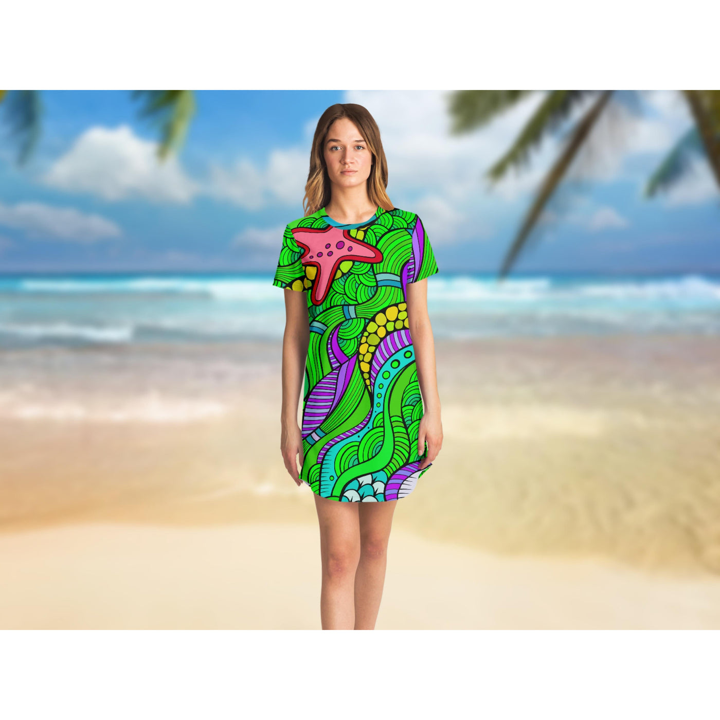 Gray Hippie Starfish | T-Shirt Dress