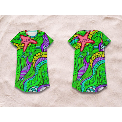 Forest Green Hippie Starfish | T-Shirt Dress