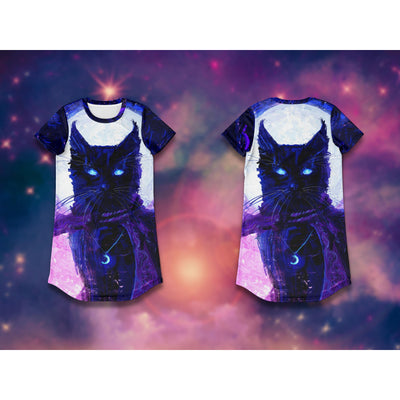 Dark Slate Blue Witches Familiar Witchy Decor | T-Shirt Dress