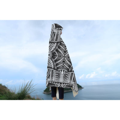 Lavender Festival Clothes Tribal Lines 23 BW | Hooded Blanket