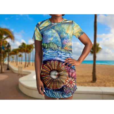 Dim Gray By The Sea Shore | T-Shirt Dress