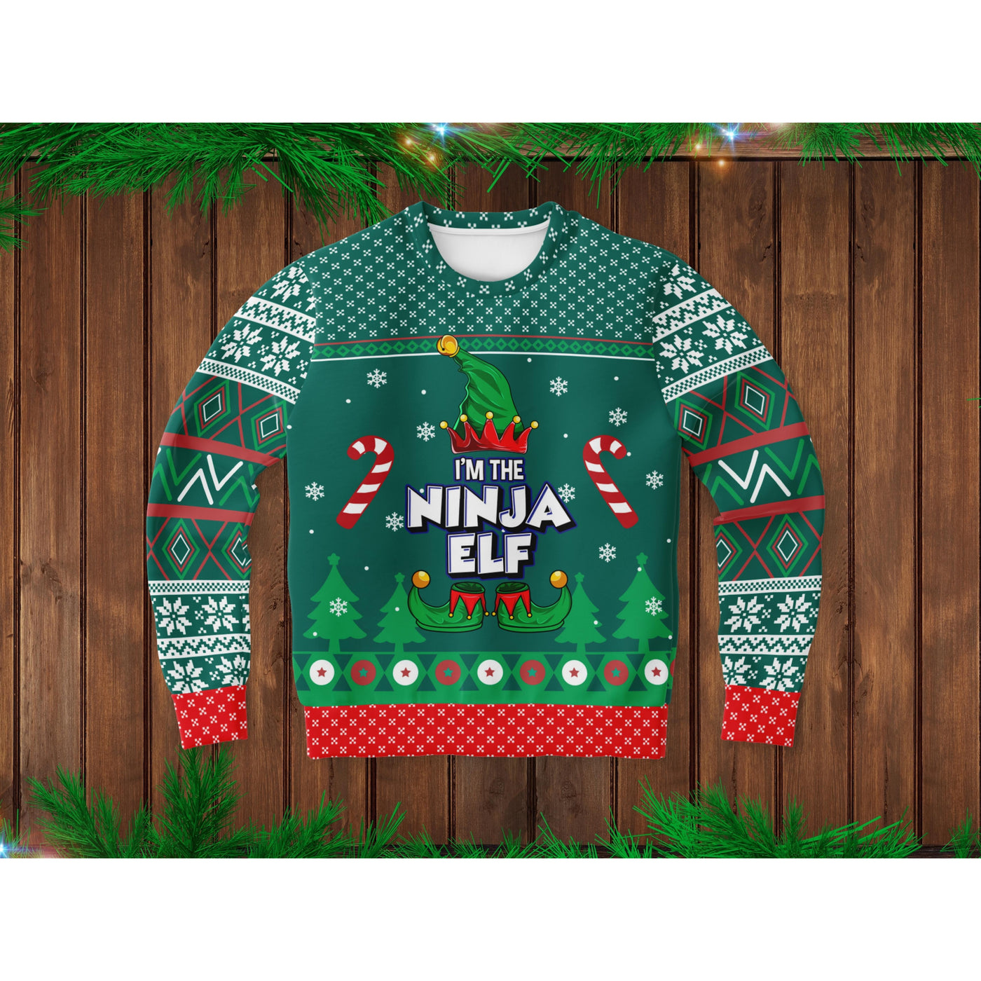 Dark Slate Gray Ninja Elf | Ugly Xmas Sweater