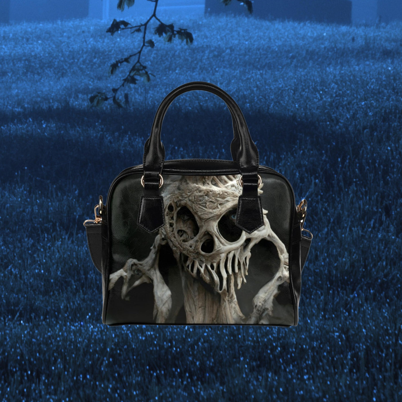 Dark Slate Gray Bone Monster 8 | Leather Shoulder Bag