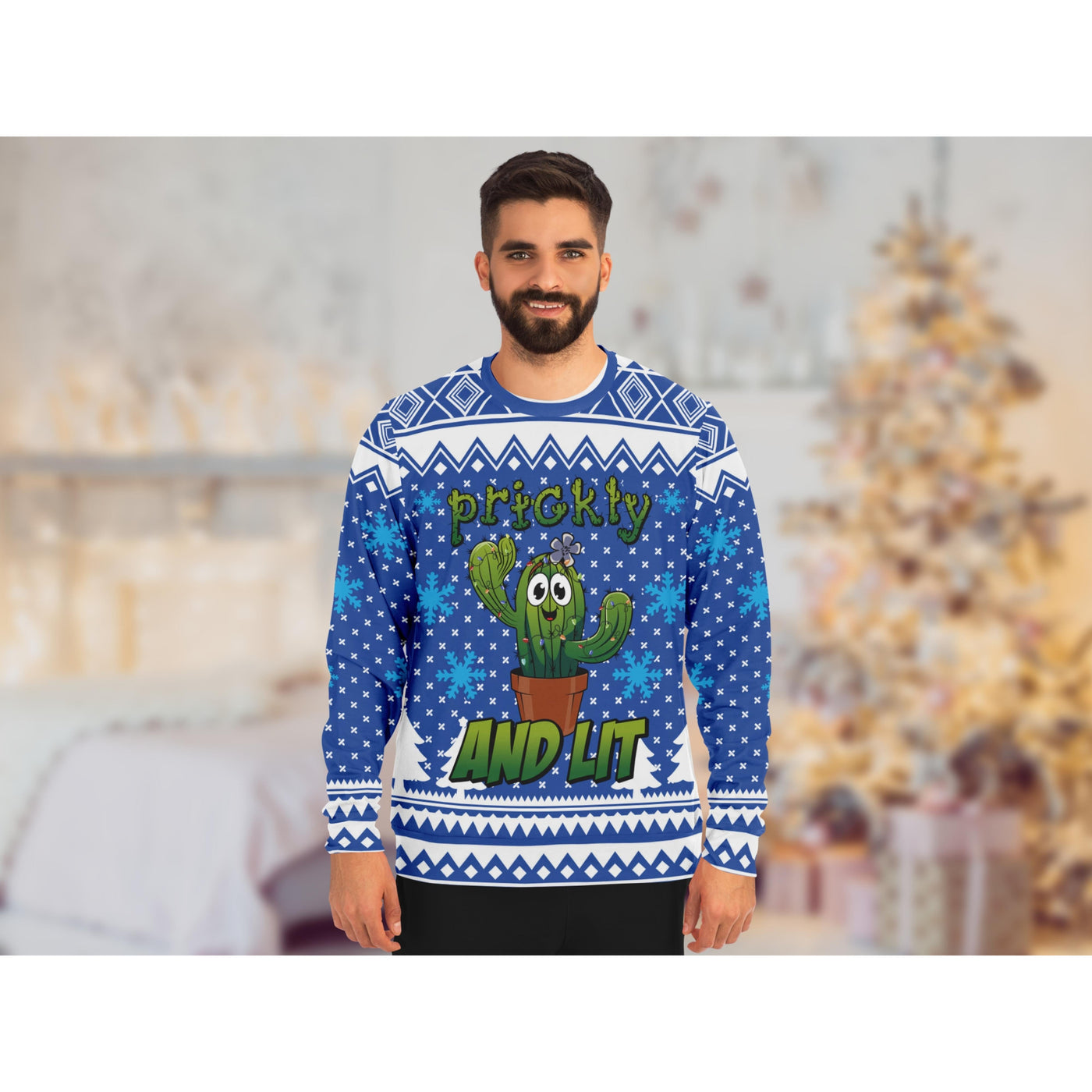 Gray Prickly And Lit | Ugly Xmas Sweater