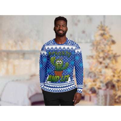 Gray Prickly And Lit | Ugly Xmas Sweater