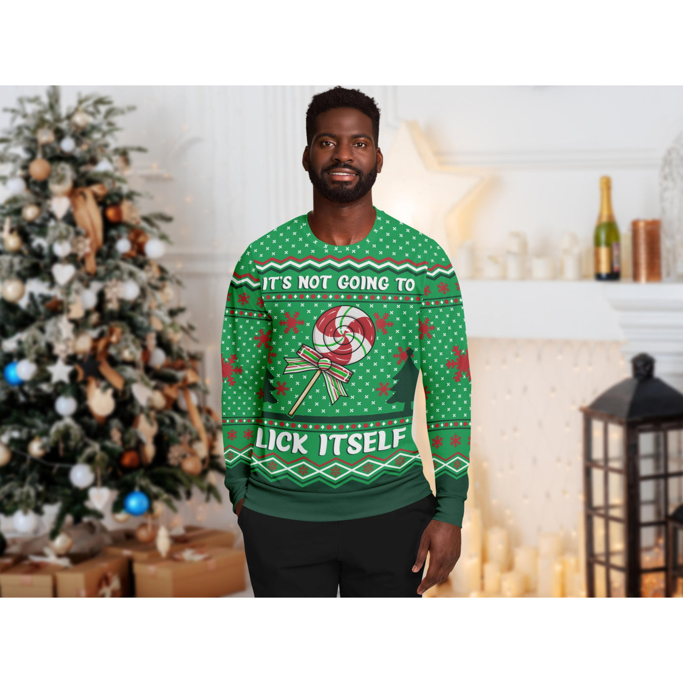 Light Gray It's Not Going To Lick Itself | Ugly Xmas Sweater