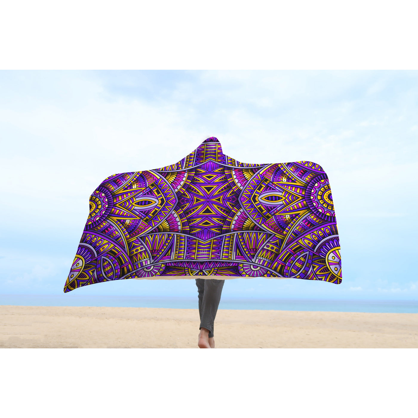 Lavender Festival Clothes Tribal Lines 15 | Hooded Blanket