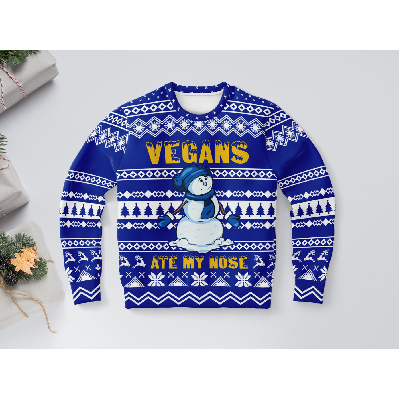 Midnight Blue Vegans Ate My Nose | Ugly Xmas Sweater