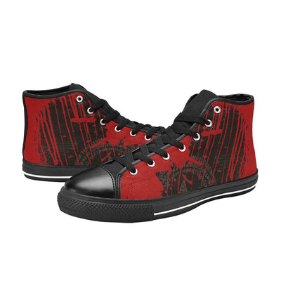 Dark Slate Gray Bloody Esoteric Symbols | Women's Classic High Top Canvas Shoes