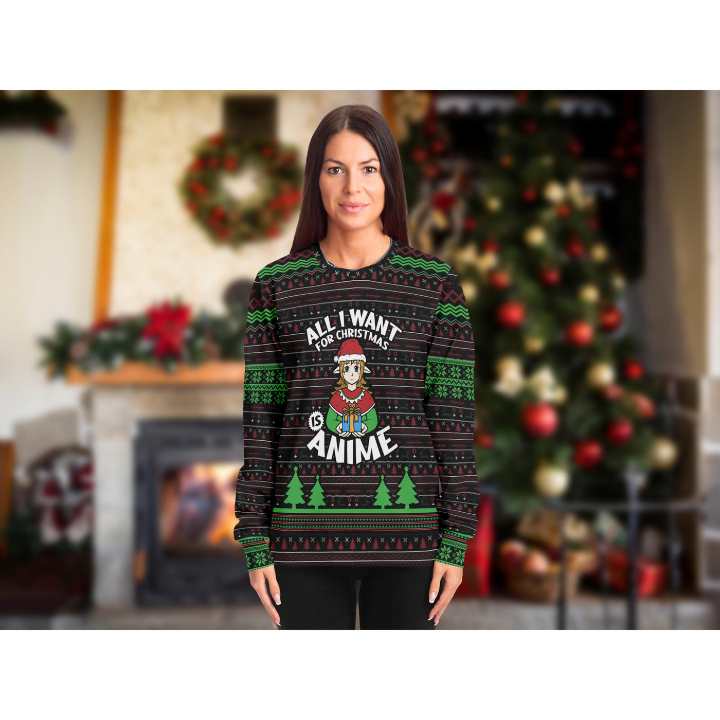 Dark Slate Gray All I Want For Christmas Is Anime | Ugly Xmas Sweater