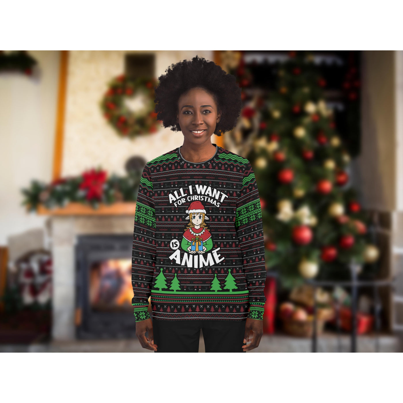 Dark Slate Gray All I Want For Christmas Is Anime | Ugly Xmas Sweater