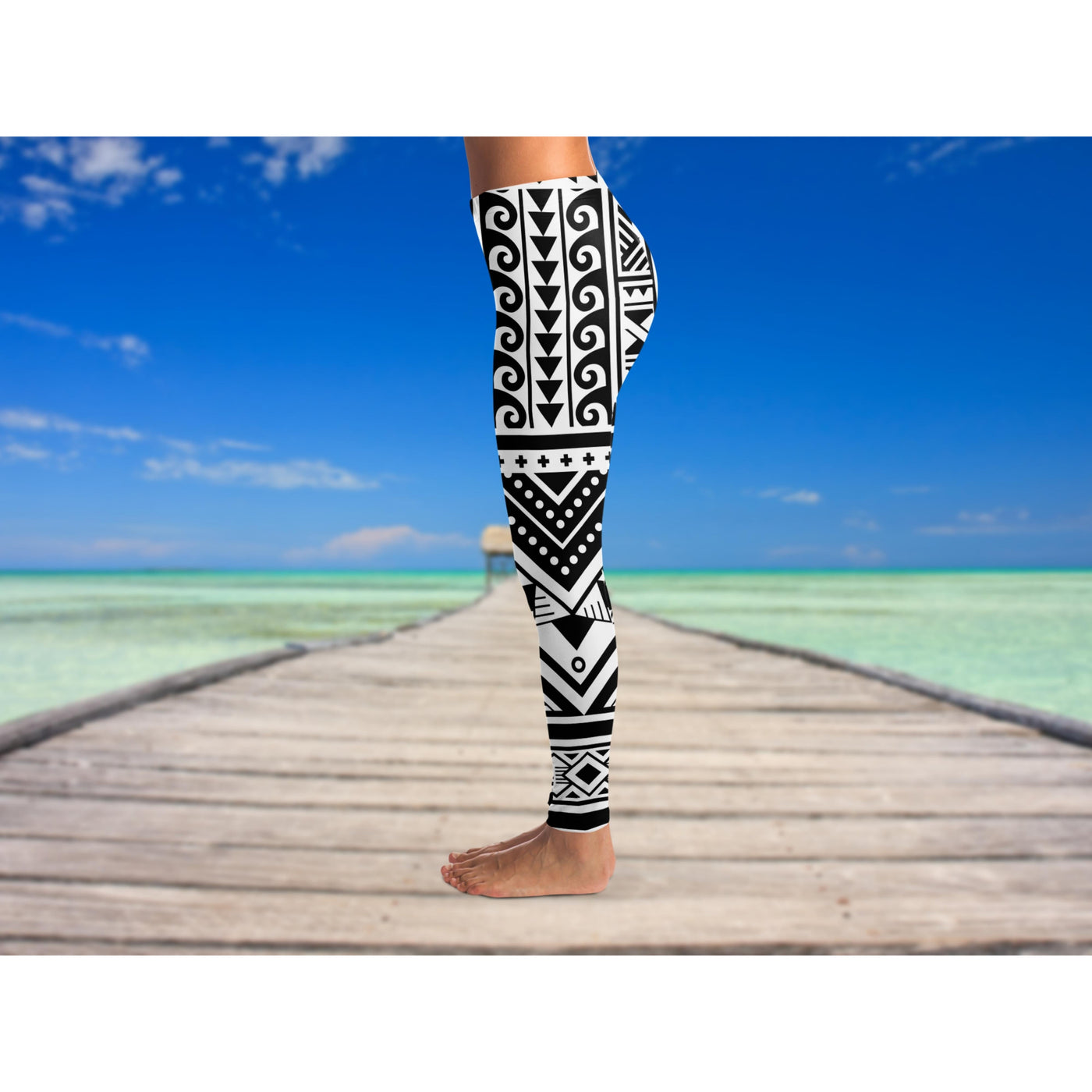 Steel Blue Polynesian Art 2 | Leggings