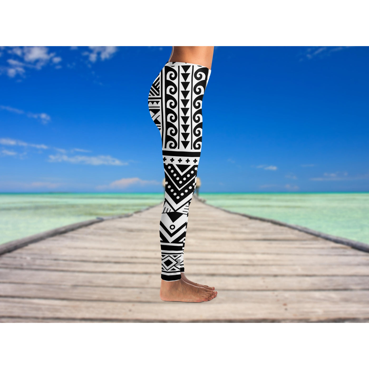Steel Blue Polynesian Art 2 | Leggings