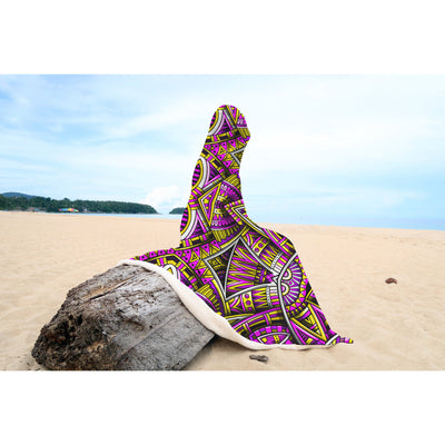 Lavender Festival Clothes Tribal Lines 3 | Hooded Blanket