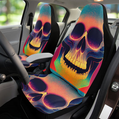 Dark Salmon Tie Dye Skulls 9 Skull Decor | Car Seat Covers