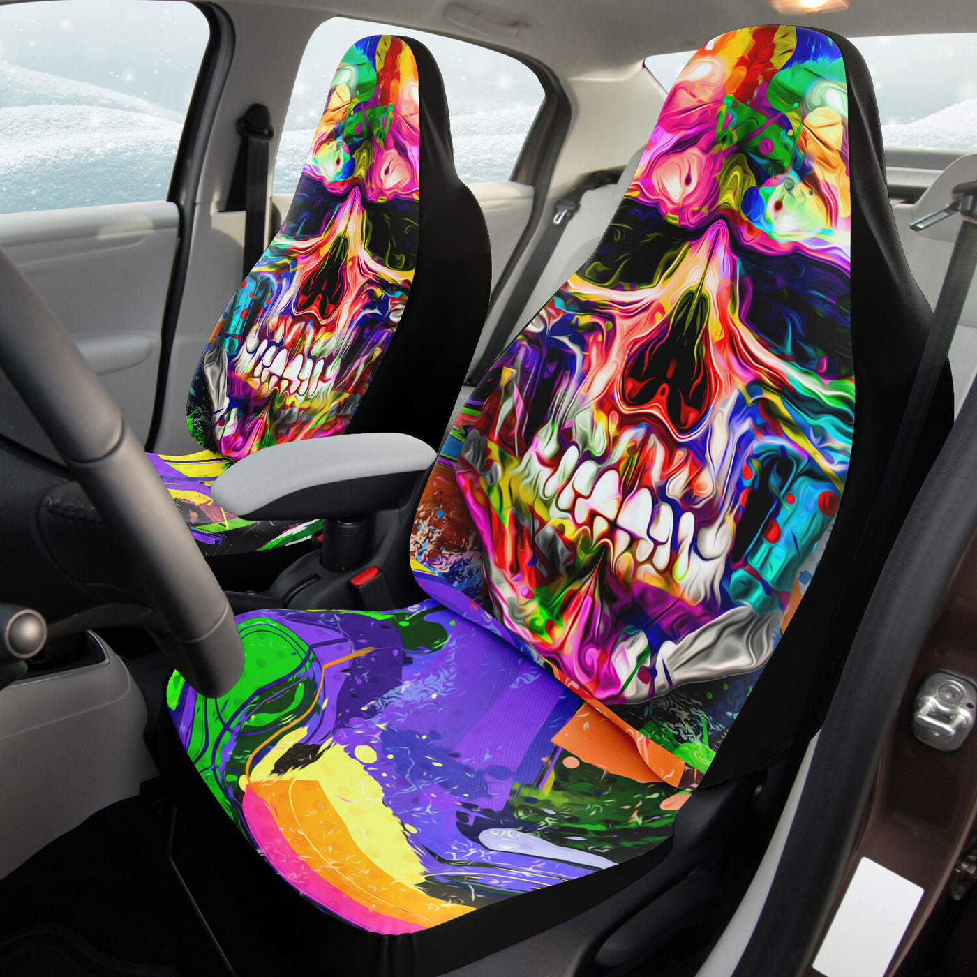 Tan Tie Dye Skulls 4 Skull Decor | Car Seat Covers
