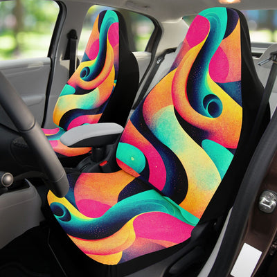 Dark Salmon Trippy Pastel Tie Dye Pop Art | Car Seat Covers