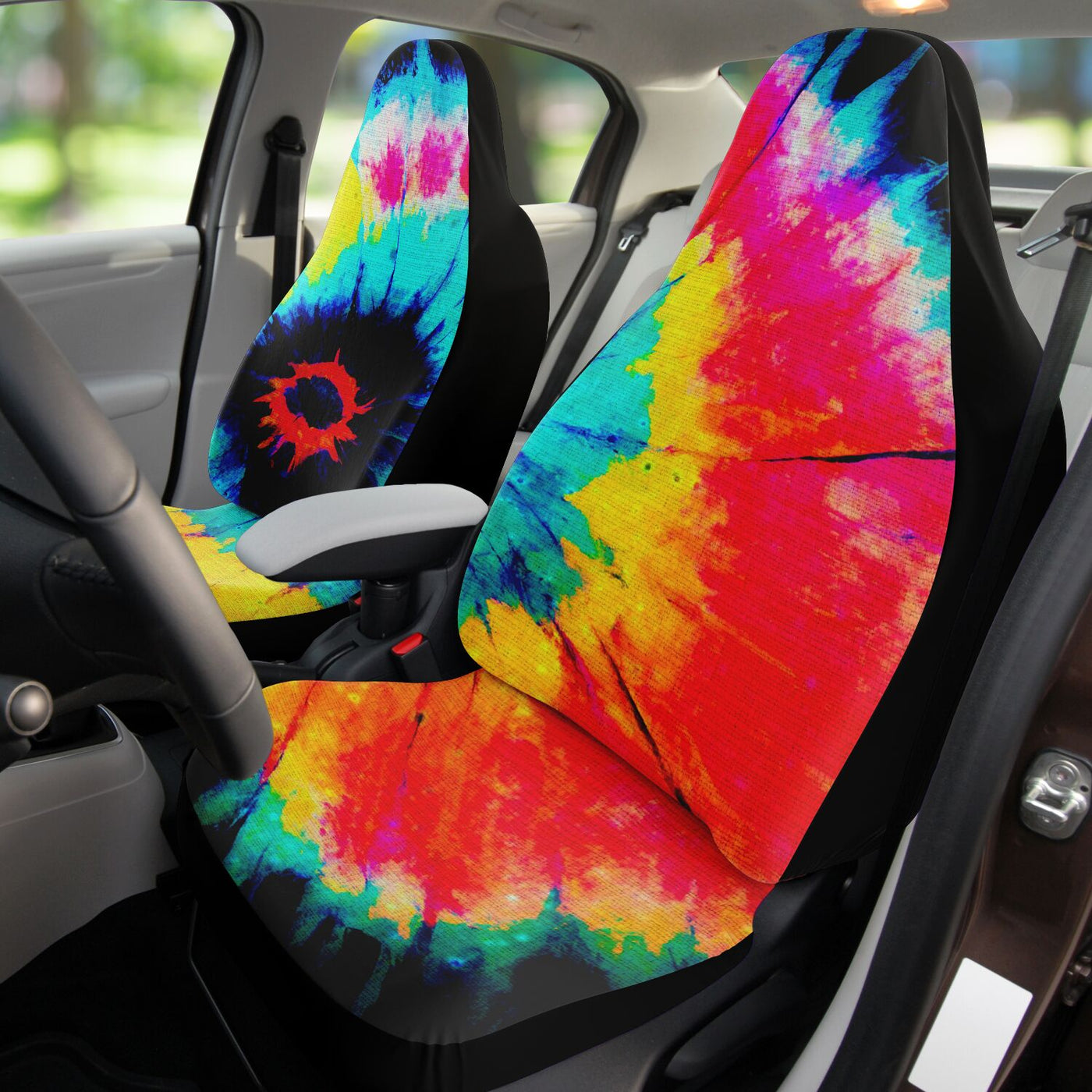 Tomato Hippie Black Red & Blue Tie Dye | Car Seat Covers