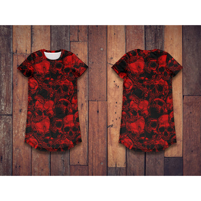 Saddle Brown Screaming Red Skulls 2 | T-Shirt Dress