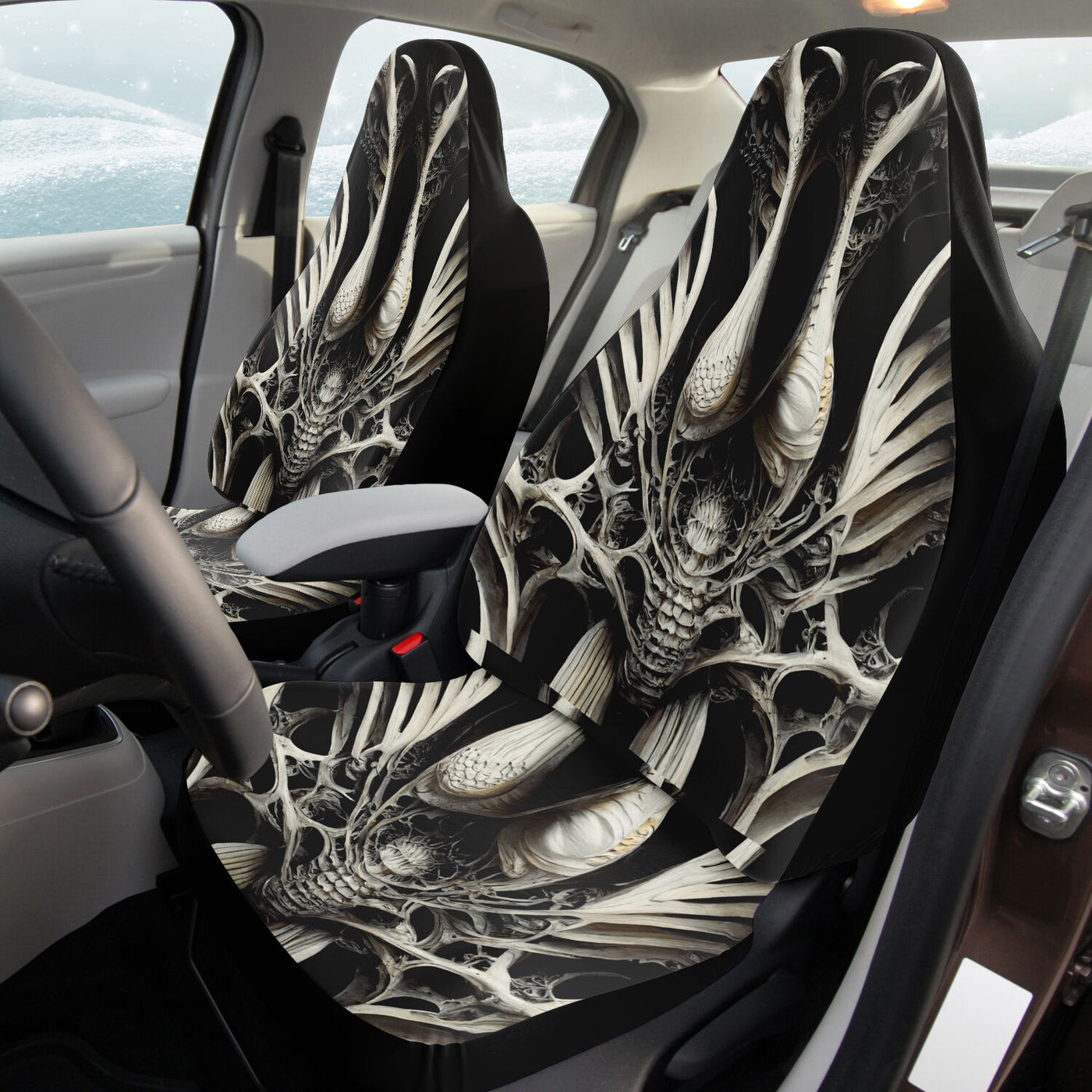Light Gray Thone Of Bones 4 Gothic | Car Seat Covers