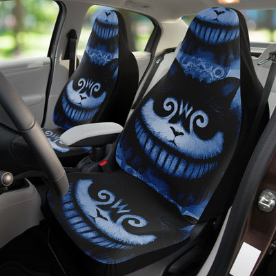 Black Blue Cat Smiling Witchy Decor | Car Seat Covers