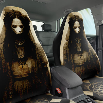 Dark Slate Gray The Woman With No Face On Vintage Paper | Car Seat Covers
