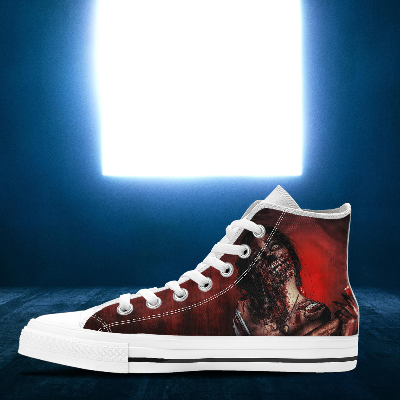 Dark Slate Gray Horrorcore Menacing Zombie With An Ax | Men’s Classic High Top Canvas Shoes