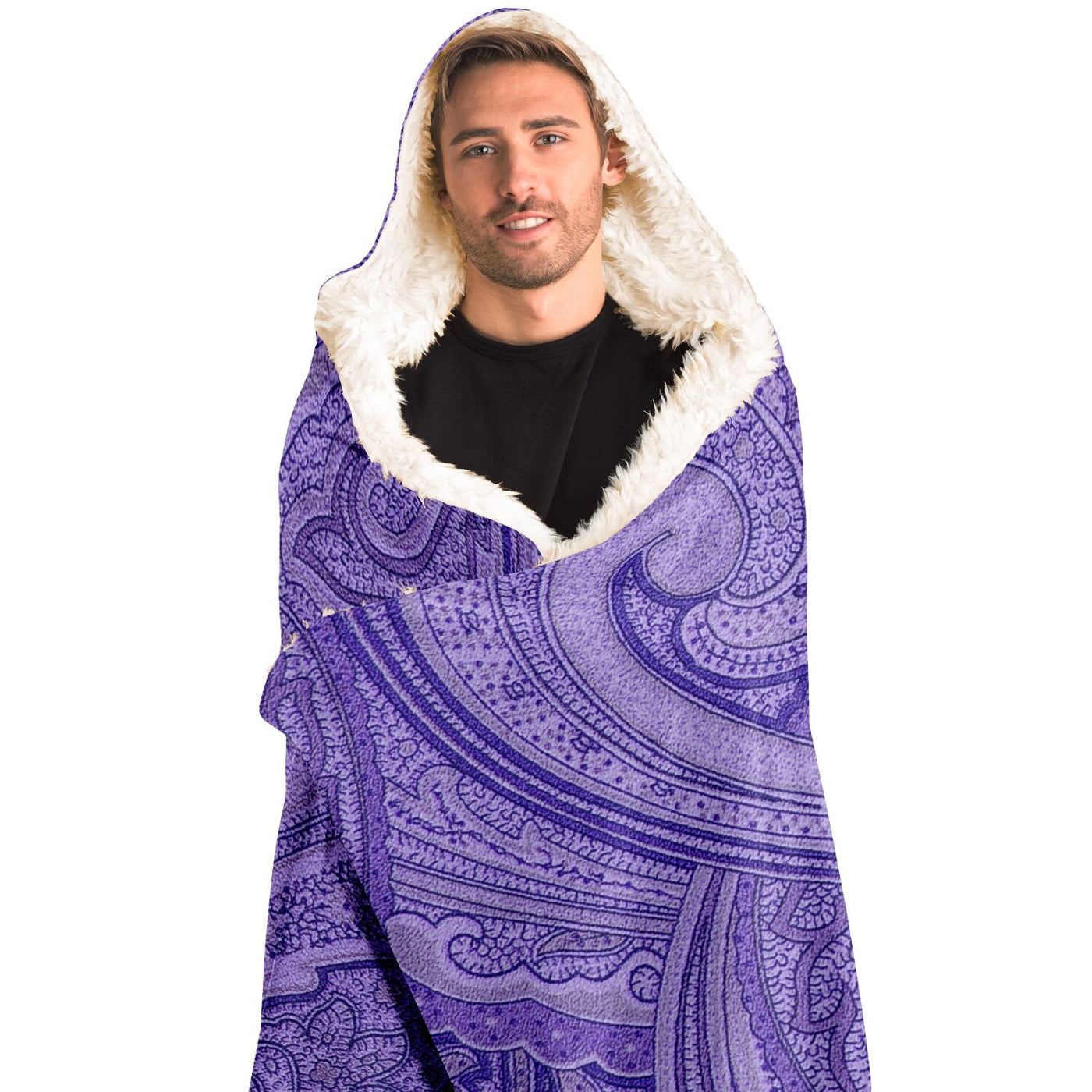 Light Slate Gray Old Boho Purple Pattern | Hooded Blanket