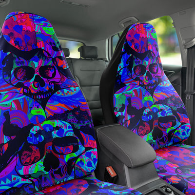 Dark Slate Gray Tie Dye Skulls 1 Skull Decor | Car Seat Covers