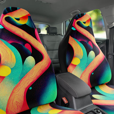 Dark Slate Gray Trippy Pop Art Pastel Paper Shapes | car Seat Covers