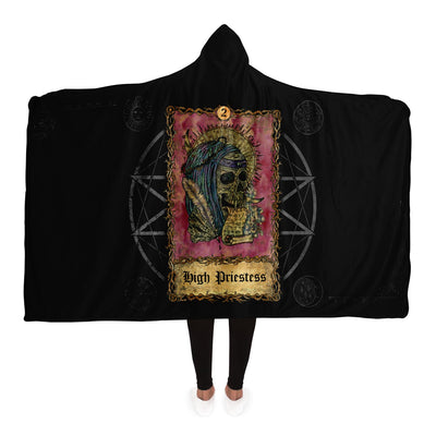 Black The High Priestess Tarot Card | Hooded Blanket