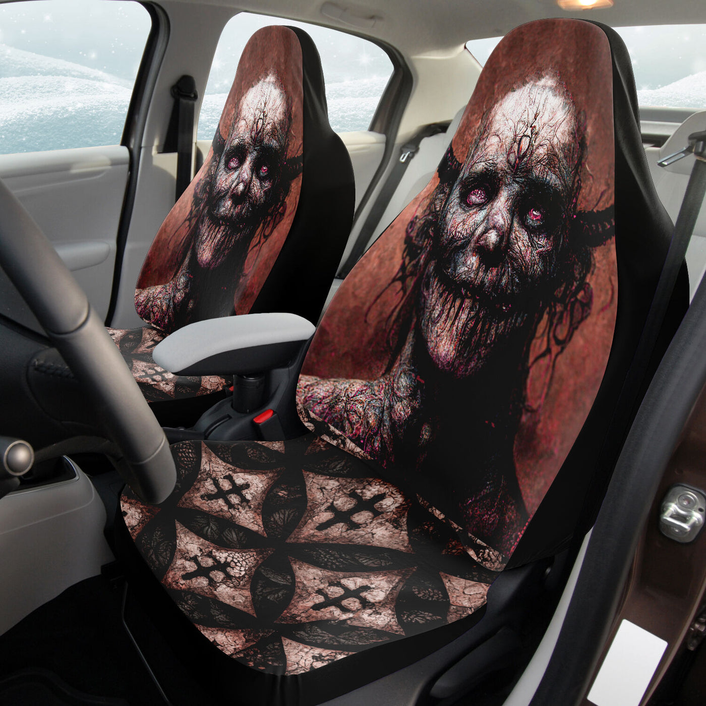 Black Demonic Horror Art | Car Seat Covers