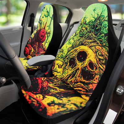 Dark Khaki Fantasy Grunge Skulls 1 | Car Seat Covers