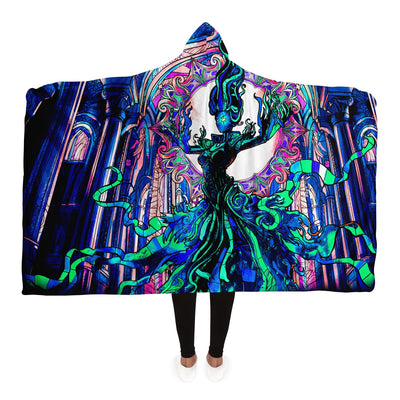 Thistle neon witch Hooded Blanket-Frontside-Design_Template copy