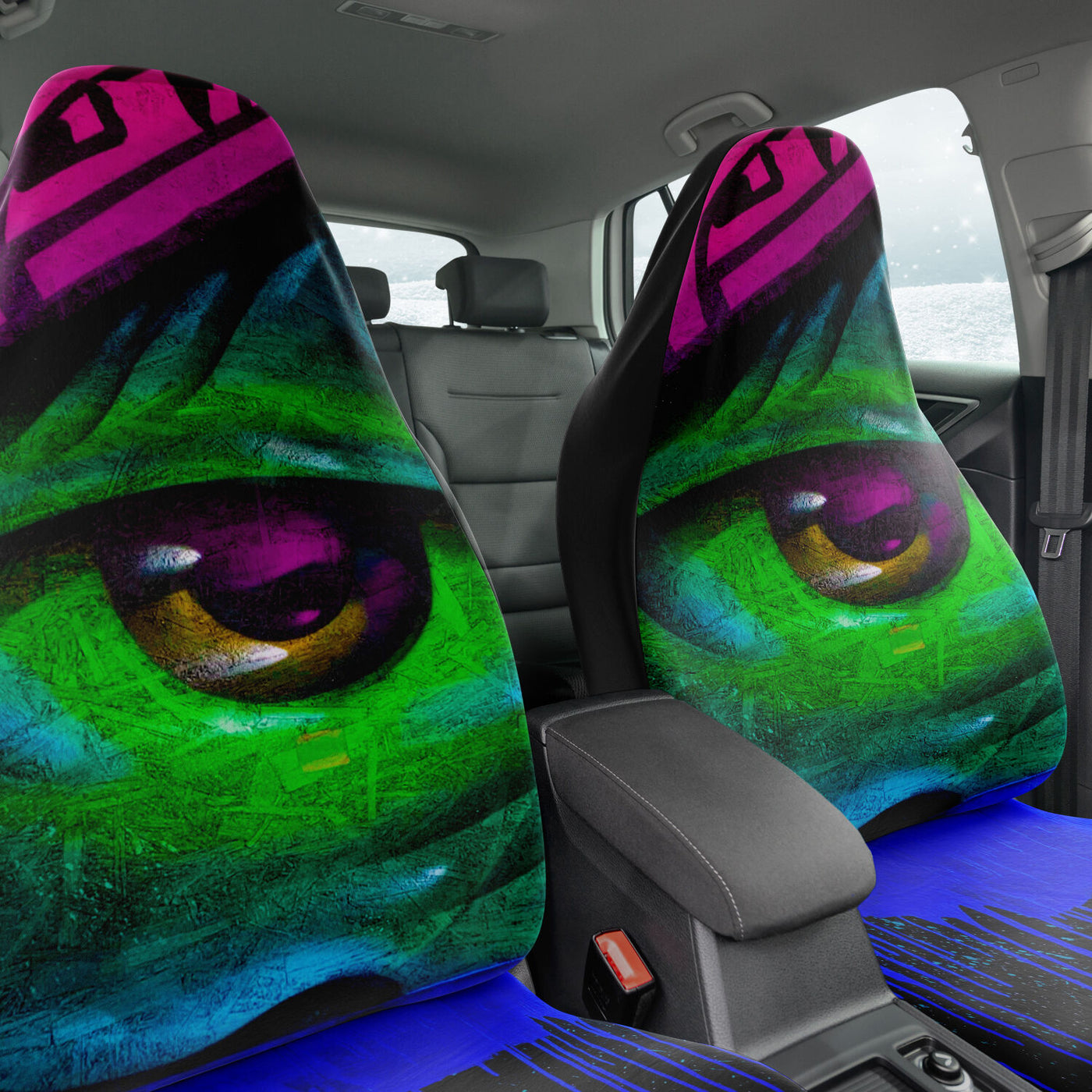 Dark Slate Gray Graffiti Green Eyes | Car Seat Covers