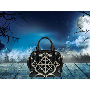 Dark Slate Gray Gothic Grunge 3 | Leather Shoulder Bag