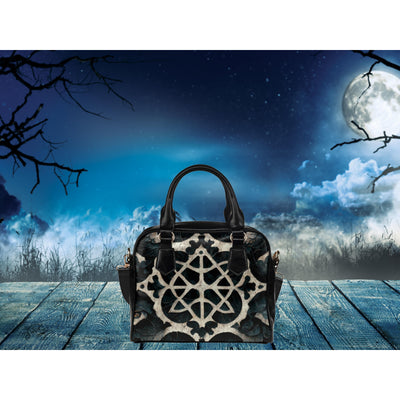 Dark Slate Gray Gothic Grunge 3 | Leather Shoulder Bag