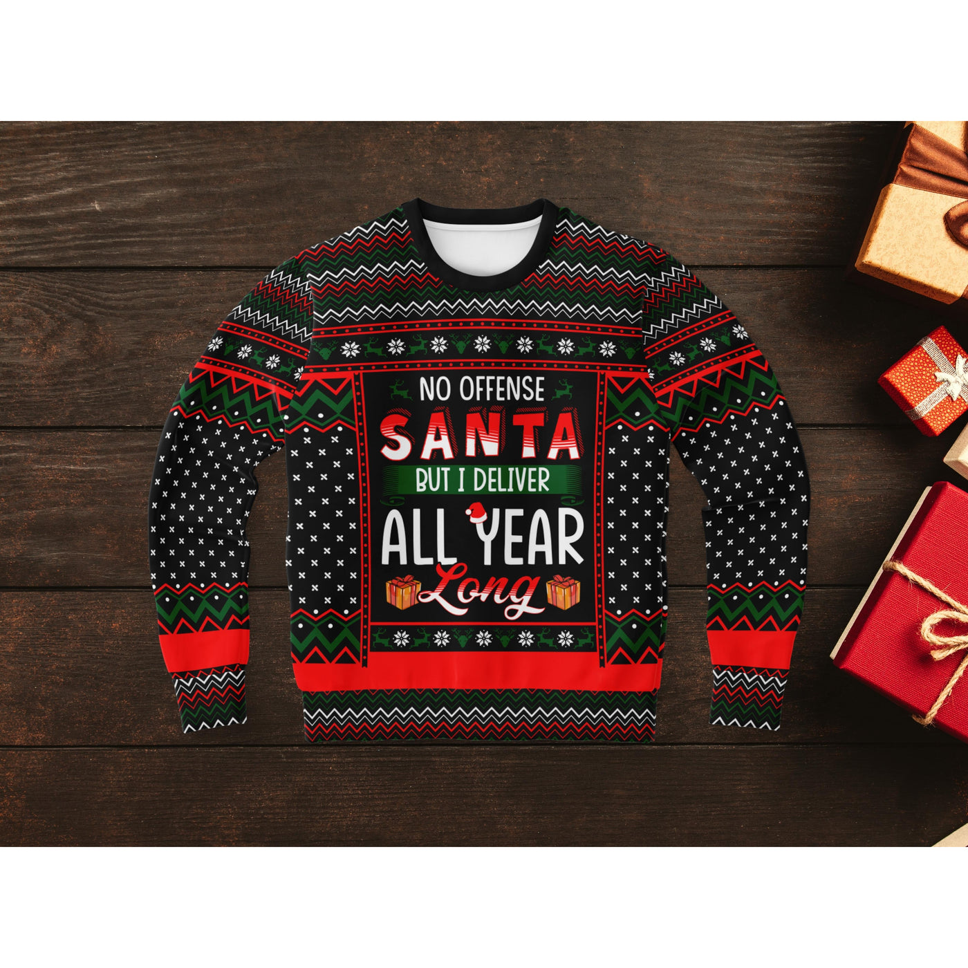Black All Year Long Delivery | Ugly Xmas Sweater