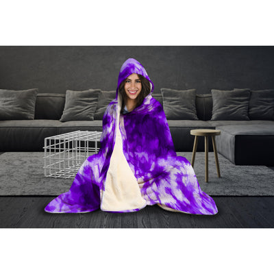 Dark Slate Gray Classic Purple Tie Dye | Hooded Blanket