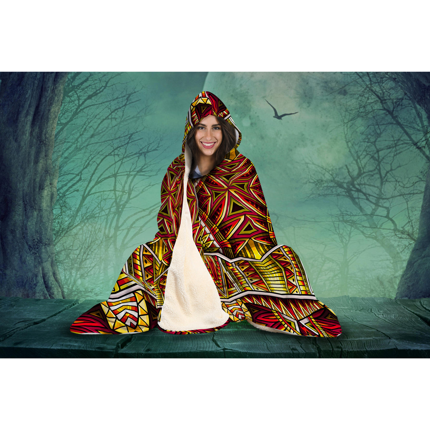 Dim Gray Festival Clothes Tribal Lines 23 | Hooded Blanket