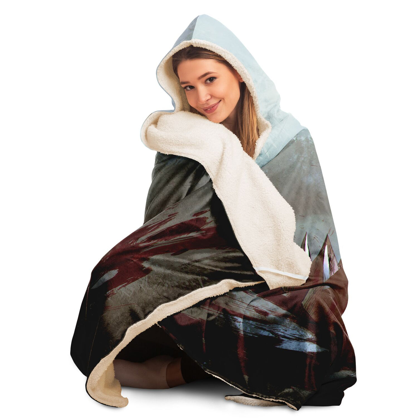 Light Gray Used As Bait Horror Art | Hooded Blanket