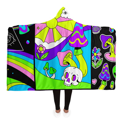 Medium Sea Green hippie 1 Hooded Blanket-Frontside-Design_Template copy
