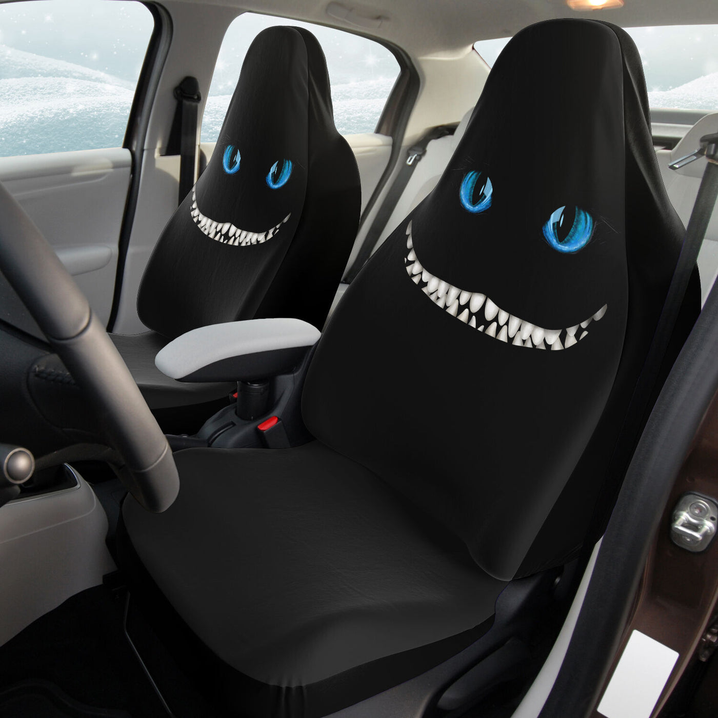 Black Alice Smiling Cat | Car Seat Covers