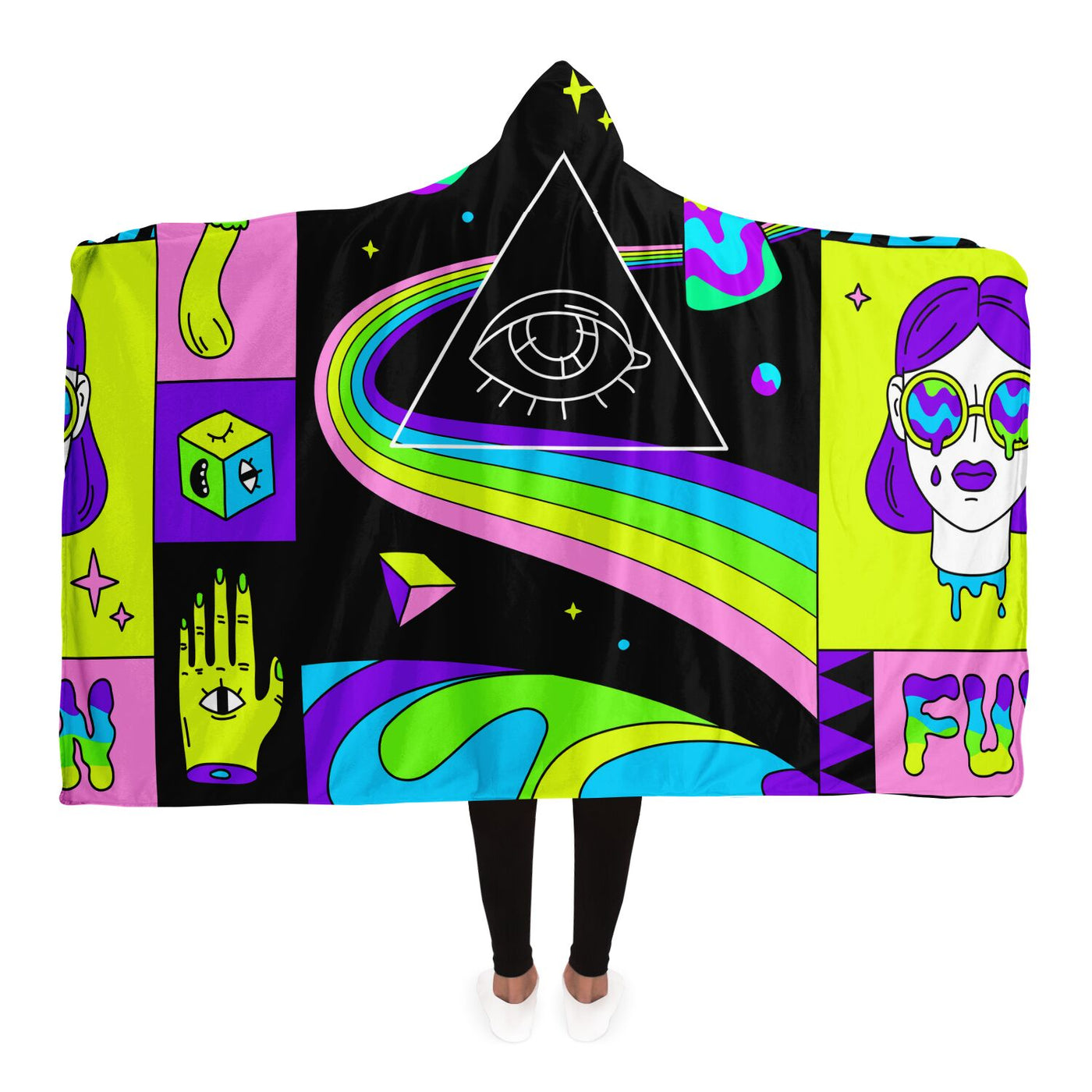 Black hippie 3 Hooded Blanket-Frontside-Design_Template copy