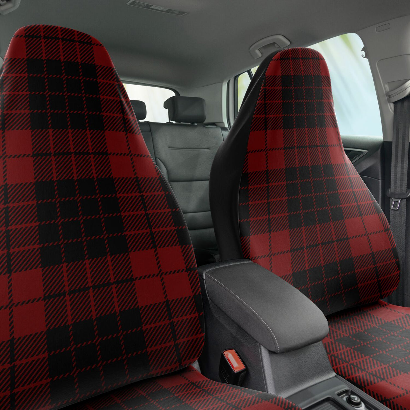 Dark Slate Gray Pastel Goth Red Plaid | Car Seat Covers