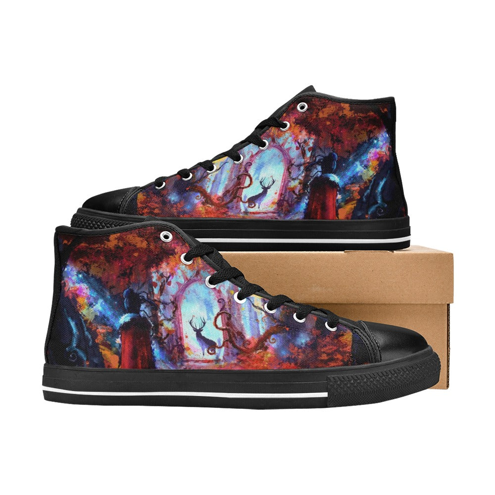 Dark Slate Gray Anime Art Fantasy Forest | Men’s Classic High Top Canvas Shoes