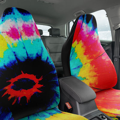 Dark Slate Gray Hippie Black Red & Blue Tie Dye | Car Seat Covers