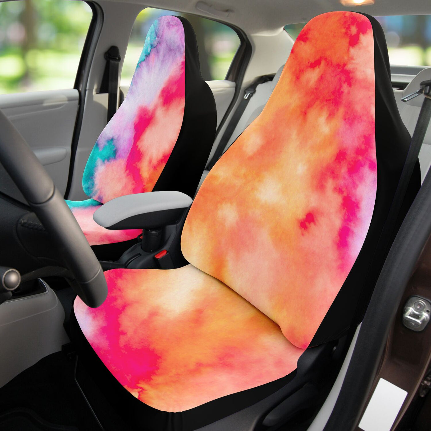 Dark Salmon Bursting Orange Tie Dye | Car Seat Covers