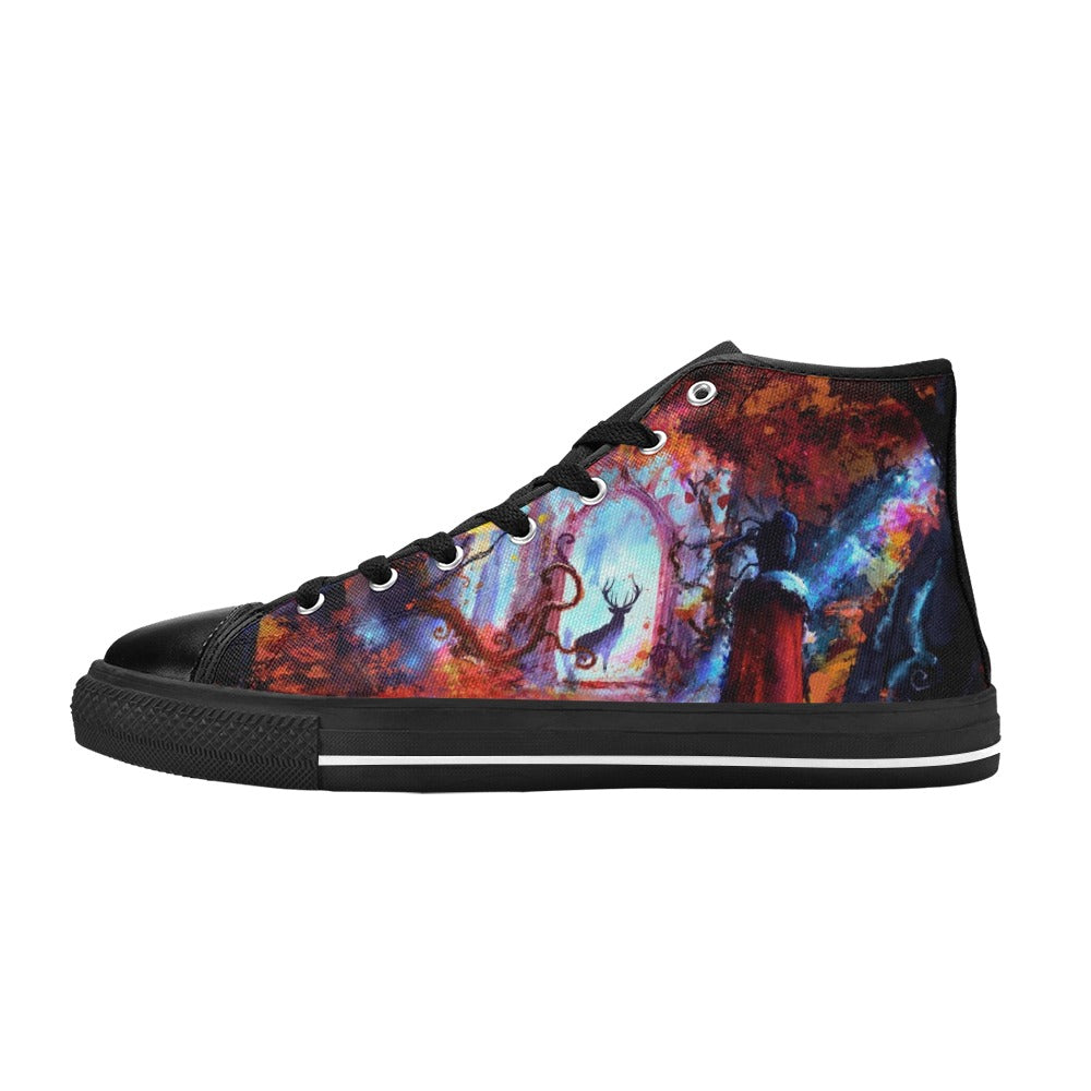 Dark Slate Gray Anime Art Fantasy Forest | Men’s Classic High Top Canvas Shoes